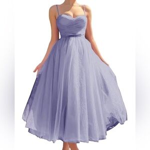 Elegant Lavender Formal Tulle Prom Dress